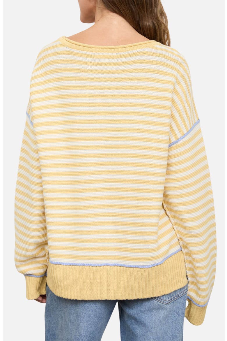 Stripe Raw Edge Cotton Sweater, Alternate, color, YELLOW