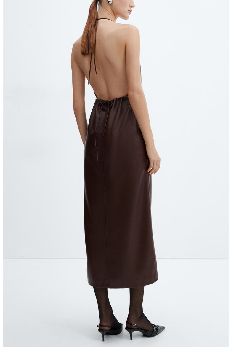 Faux Leather Halter Dress, Alternate, color, MAROON