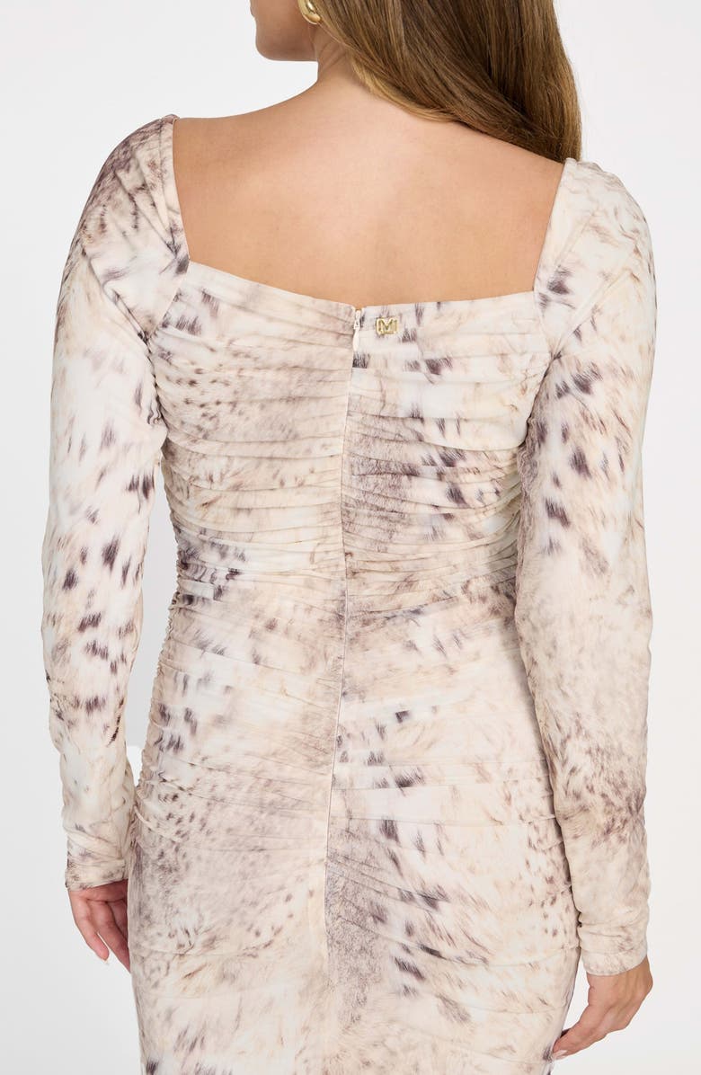 Marciano Holly Drape Long Sleeve Body-Con Dress, Alternate, color, Beige