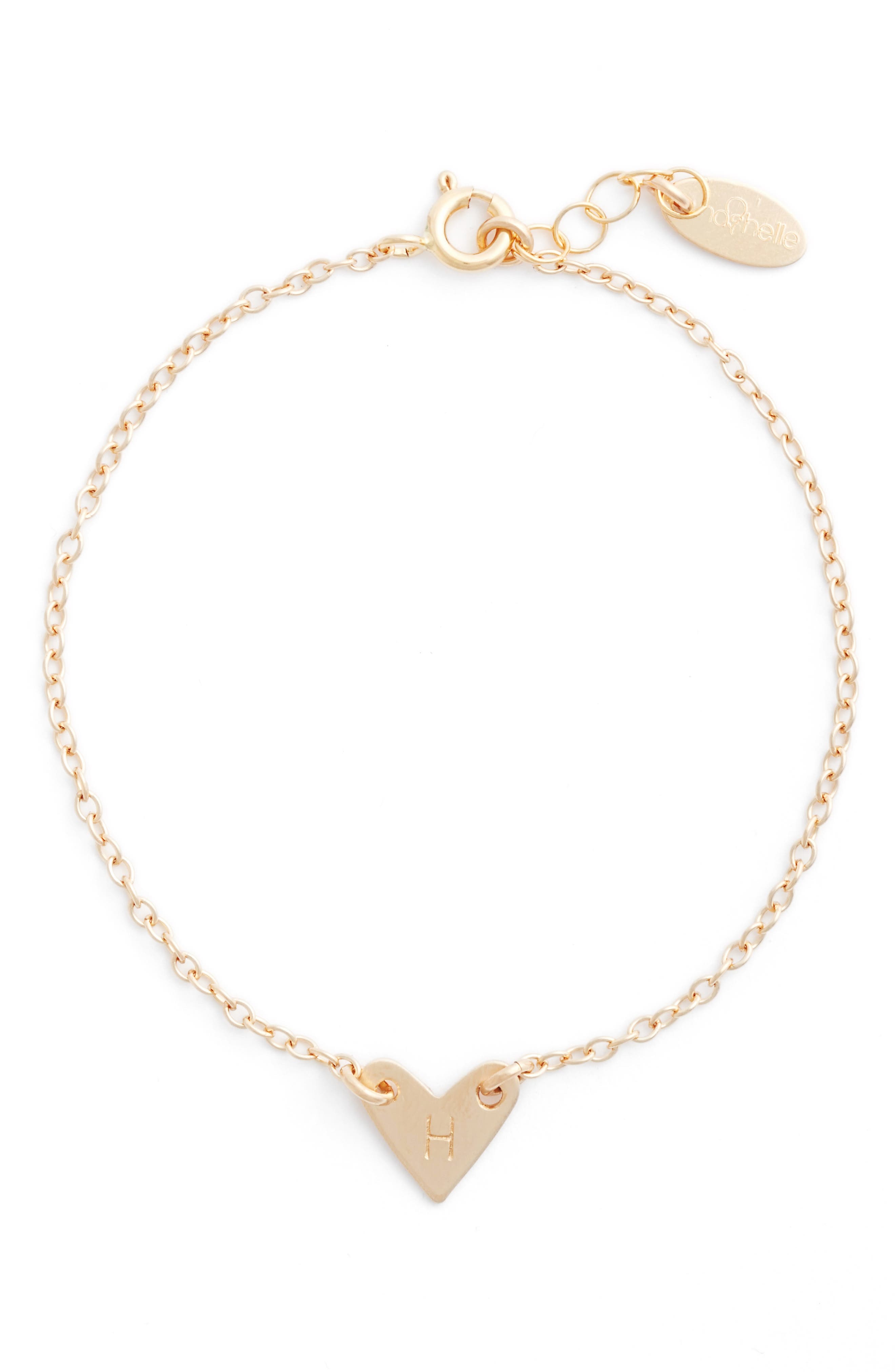 Nashelle Initial Heart Bracelet in Gold-H 