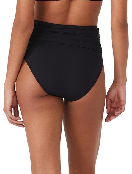 Kate Spade New York Shirred High Waist Bikini Bottom In Black