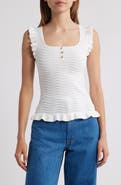 Lipsy Wave Stitch Ruffle Accent Knit Top