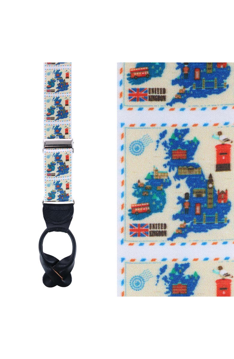 Trafalgar UK Stamps Silk Button End Suspenders, Main, color, Multiple