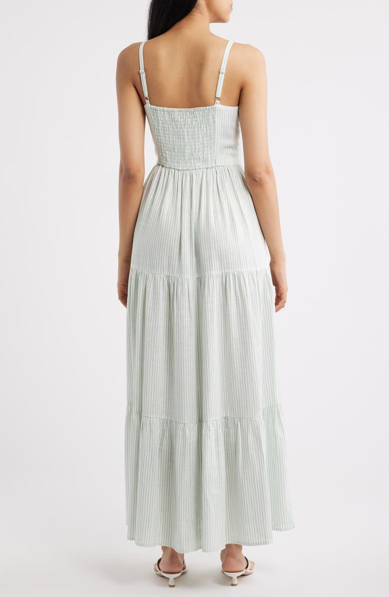 CeCe Stripe Tie Front Maxi Dress, Alternate, color, Canopy Green