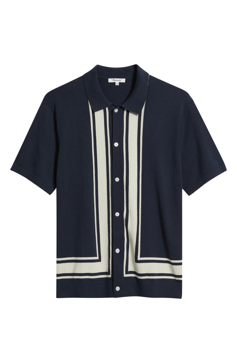 Madewell Border Stripe Short Sleeve Cotton Sweater Shirt, Alternate, color, Ink