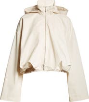 Emporio Armani Technical Cotton Blend Crop Hooded Windbreaker