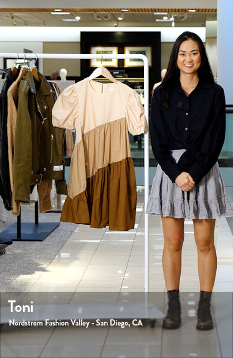 Colorblock Puff Sleeve Shift Dress, sales video thumbnail