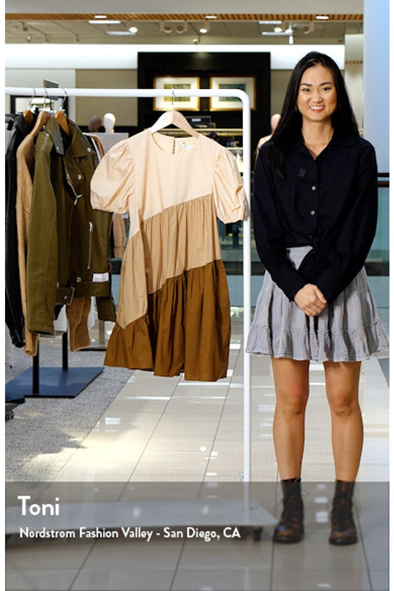 Colorblock Puff Sleeve Shift Dress video