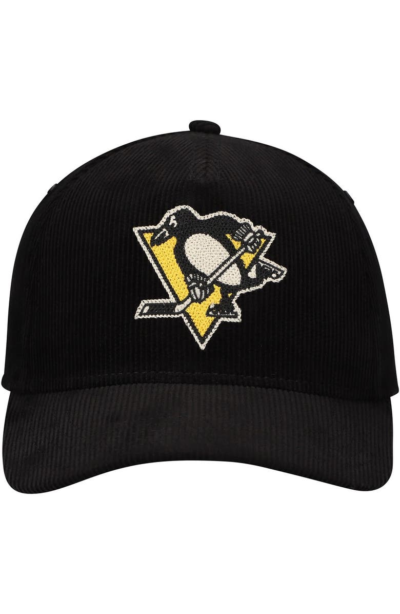 American Needle Men's American Needle Black Pittsburgh Penguins Corduroy Chain Stitch Adjustable Hat, Alternate, color, Black