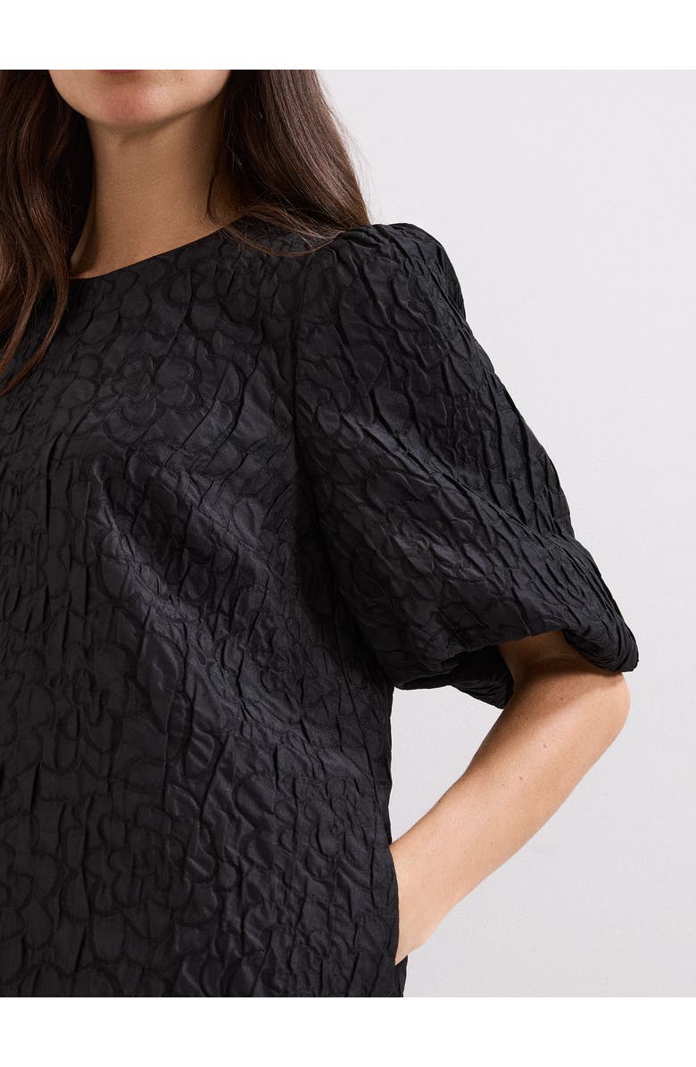 Phase Eight Jacquard Round Neck Mini Dress, Alternate, color, Black