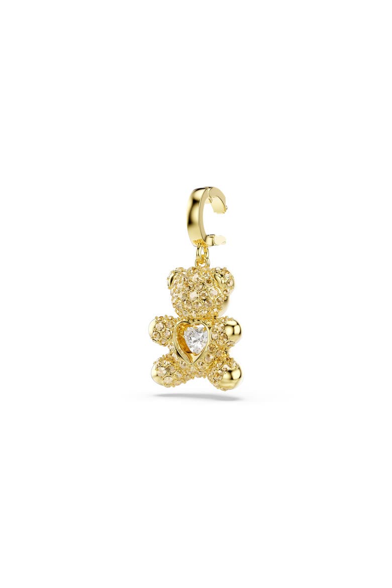 Idyllia Crystal Teddy Bear Charm, Alternate, color, GOLD