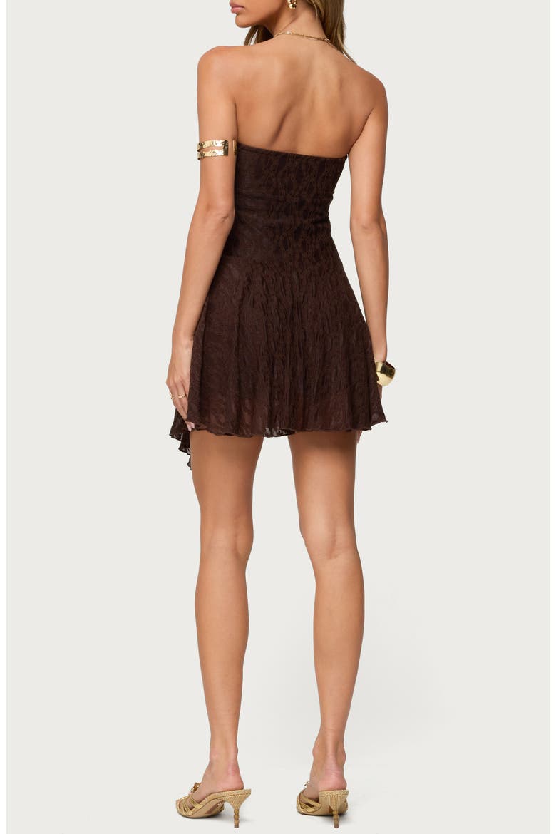 Elaia Lace Strapless Minidress, Alternate, color, BROWN