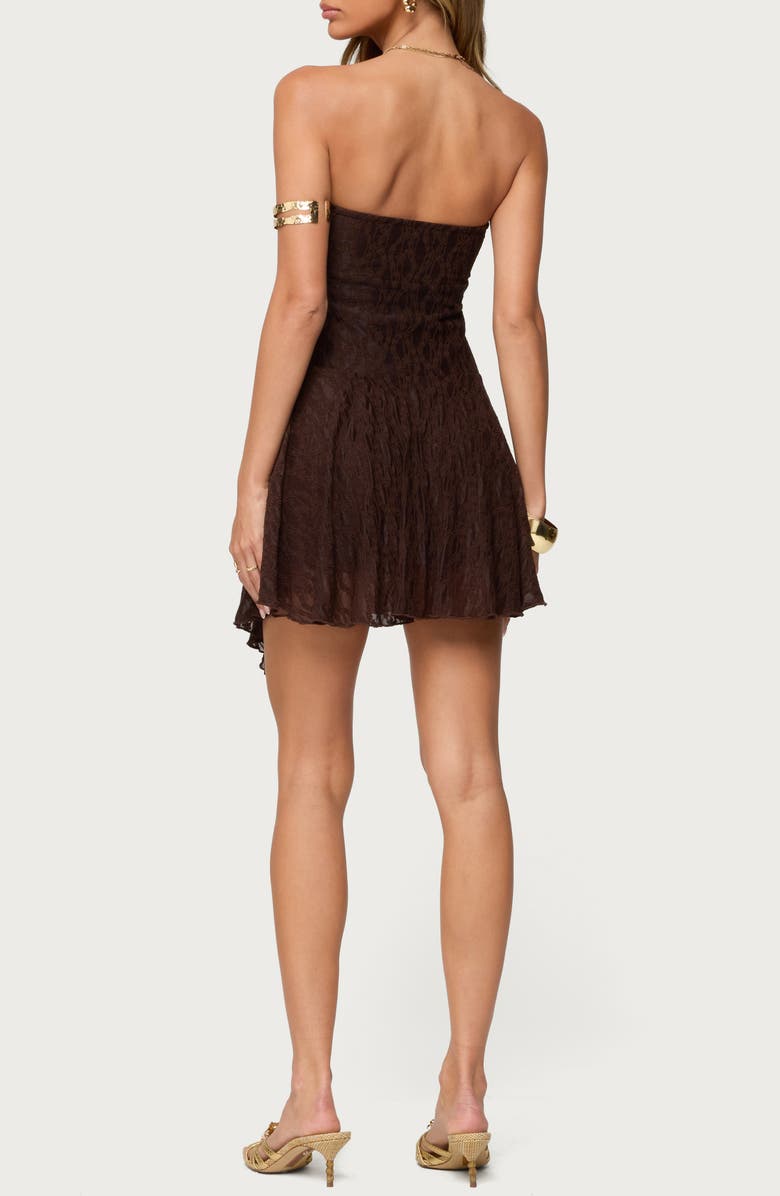 EDIKTED Elaia Lace Strapless Minidress, Alternate, color, Brown