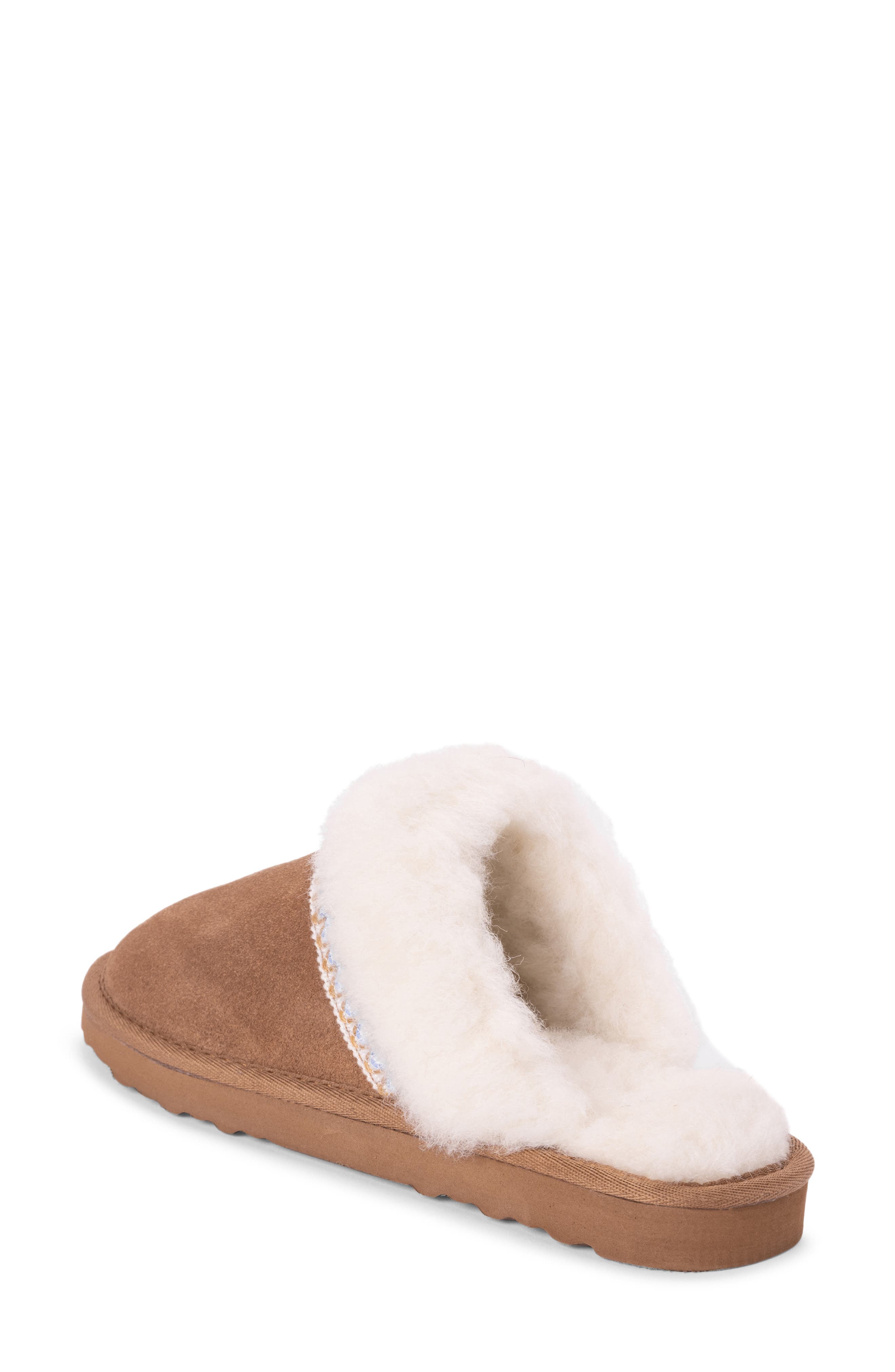 MUK LUKS Dawn Suede Scuff Slipper with Genuine Shearling Trim, Alternate, color, Caramel