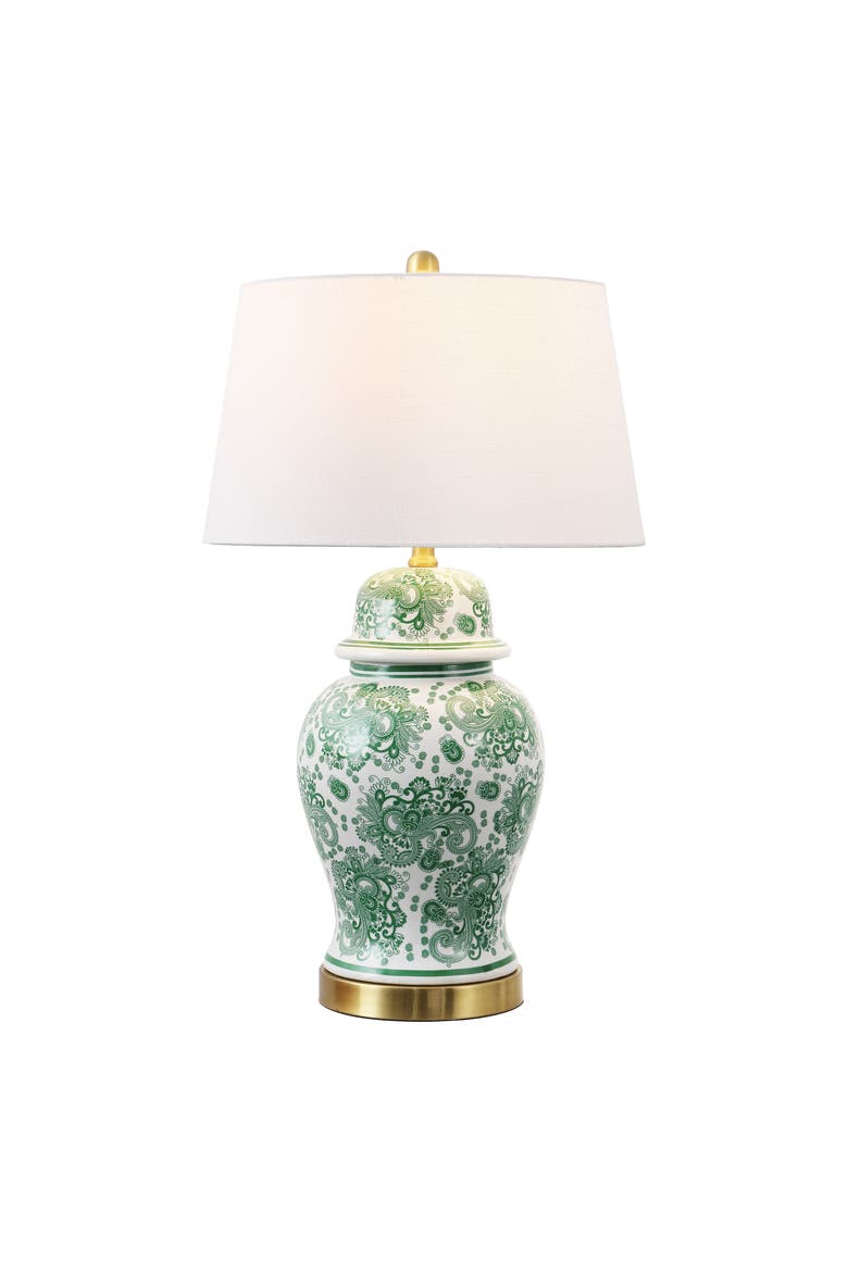 Ellis Chinoiserie Ceramic LED Table Lamp, Main, color, Green/White