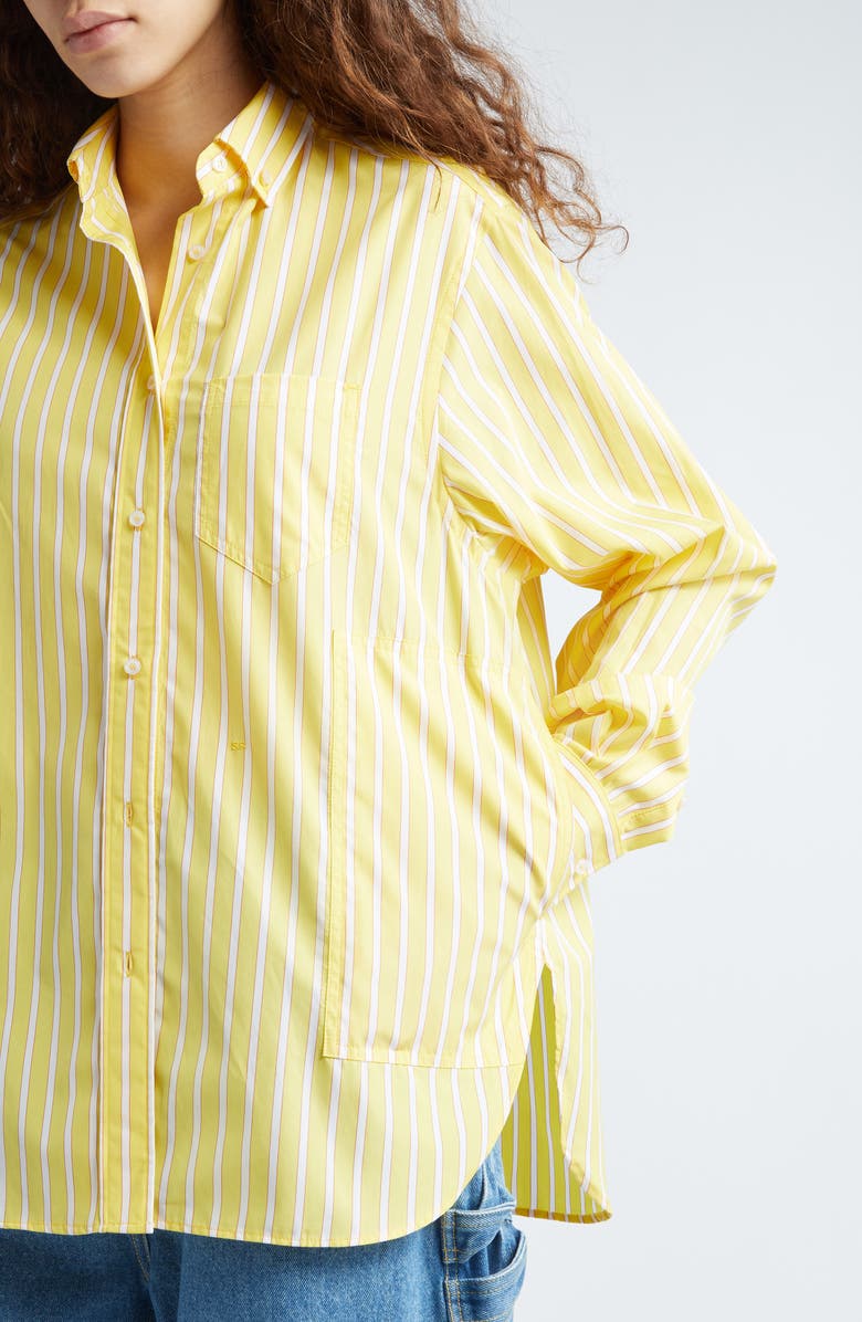 Saks Potts William Stripe Cotton Button-Down Shirt, Alternate, color, 