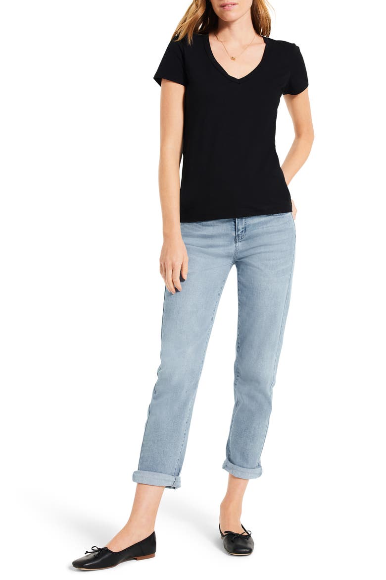 Perfect V-Neck Cotton Blend T-Shirt, Alternate, color, BLACK ONYX