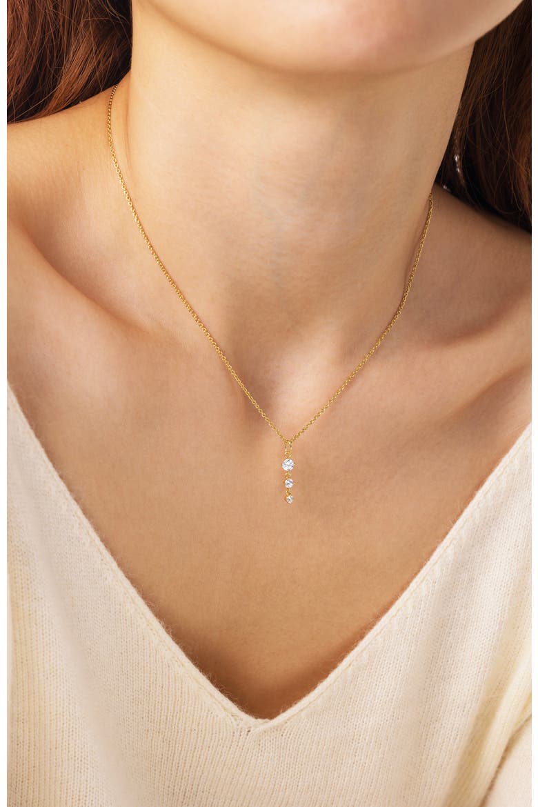 Three Stone Drop Pendant Necklace, Alternate, color, Silver