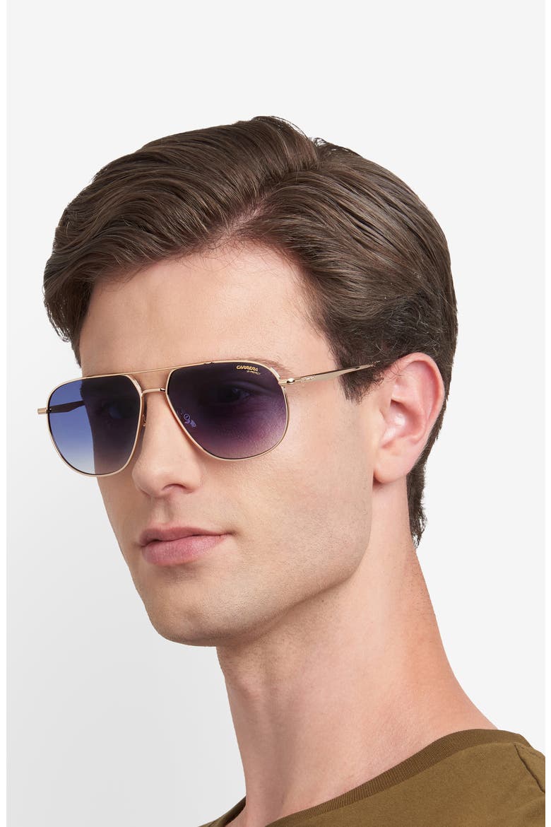 61mm Gradient Navigator Sunglasses, Alternate, color, GOLD/ BLACK RED/ DARK BLUE