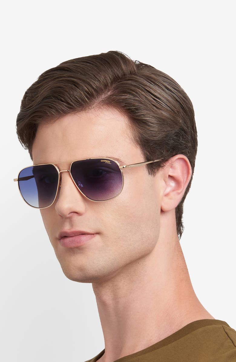 Carrera Eyewear 61mm Gradient Navigator Sunglasses, Alternate, color, Gold/ Black Red/ Dark Blue