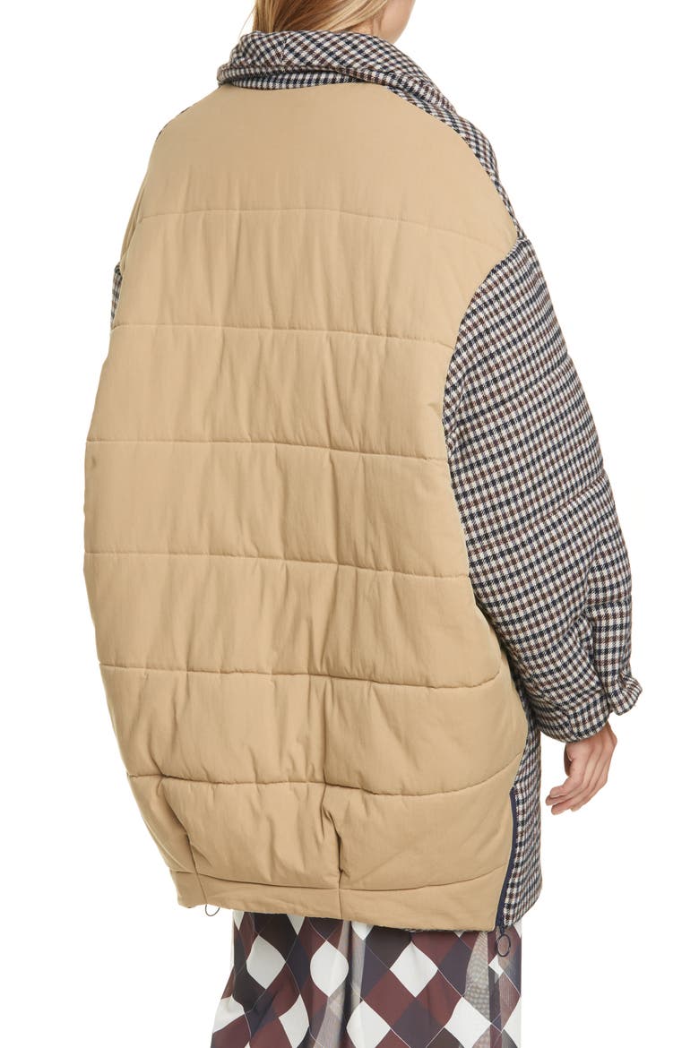 Diri Houndstooth Check Puffer Coat, Alternate, color, BROWN BLUE MINI HOUNDSTOOTH