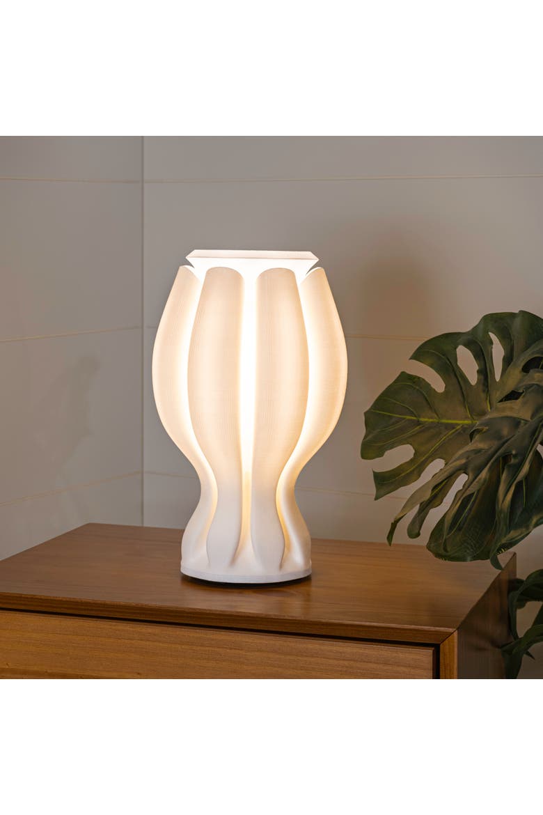 Flower 13" Tropical Coastal Plant-Based PLA 3D Printed Dimmable LED Table Lamp, Alternate, color, White