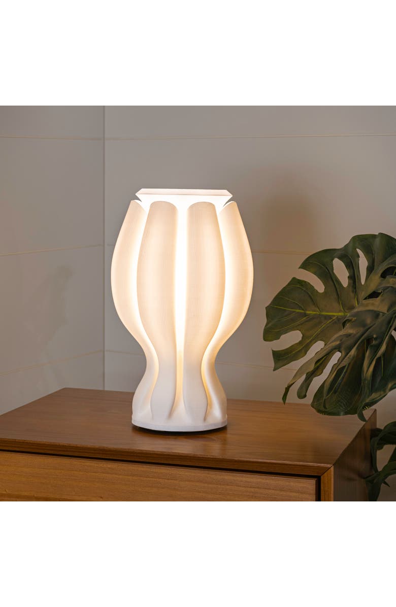 JONATHAN Y Flower 13" Tropical Coastal Plant-Based PLA 3D Printed Dimmable LED Table Lamp, Alternate, color, White