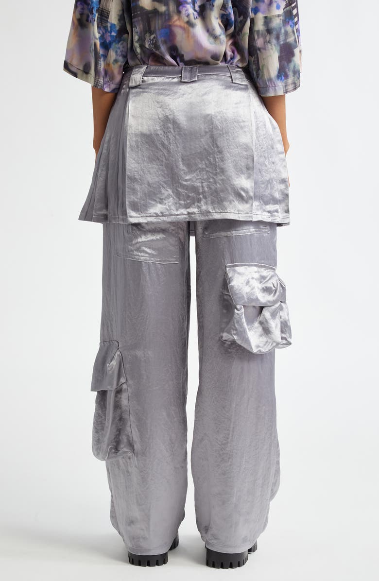 Collina Strada Clover Skirt Overlay Satin Cargo Pants, Alternate, color,