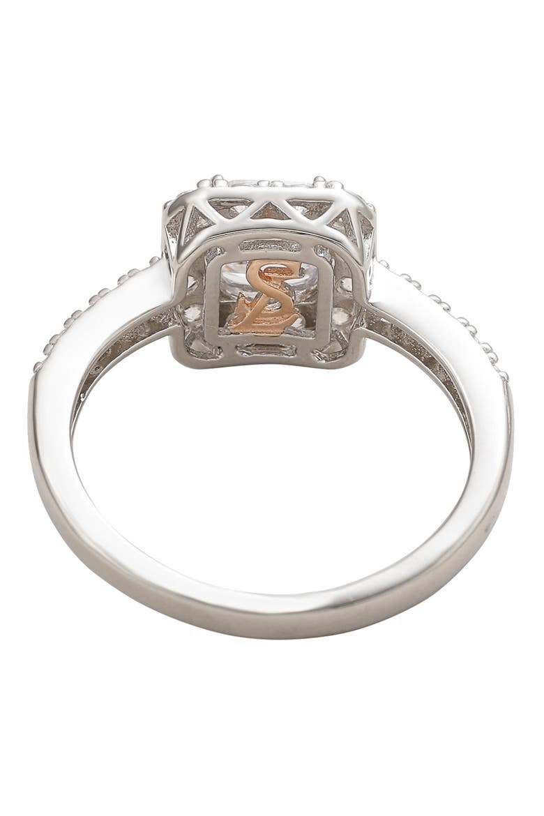 Sterling Silver CZ Halo Engagement Ring, Alternate, color, WHITE
