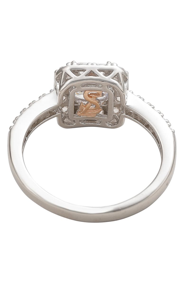 SUZY LEVIAN Sterling Silver CZ Halo Engagement Ring, Alternate, color, White