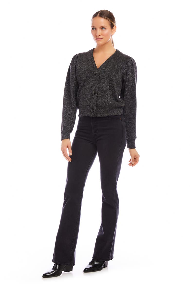 FIFTEEN TWENTY Madeline Metallic Crop Cardigan, Alternate, color, Black With Silver