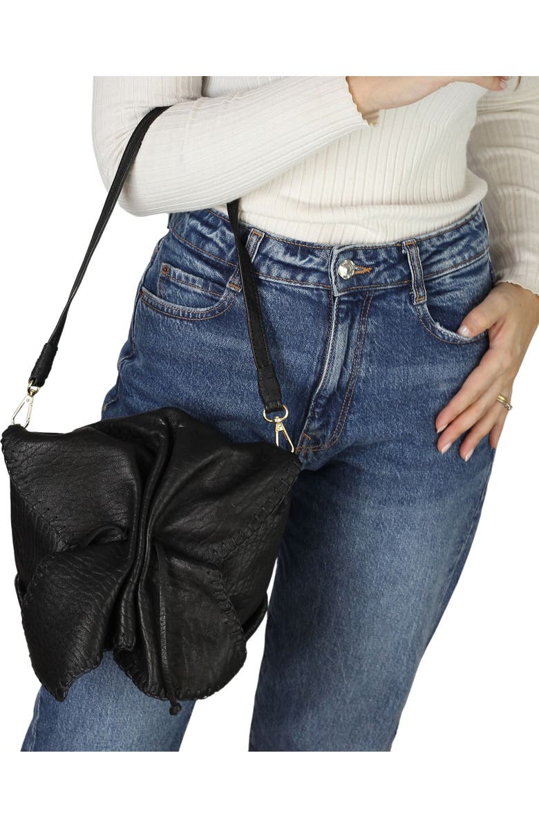 Carlos Falchi Medium Butterfly Lambskin Bag, Alternate, color, Black Obsidian