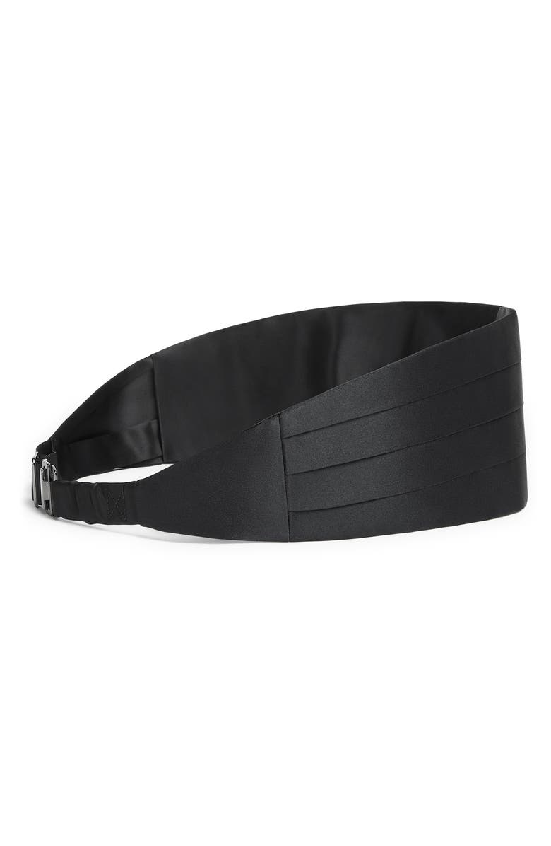 ZEGNA Pleated Silk Cummerbund, Alternate, color, Black