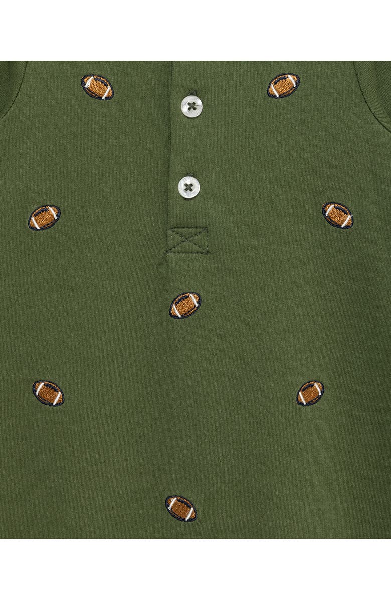 Little Me Football Romper & Socks Set, Alternate, color, Green