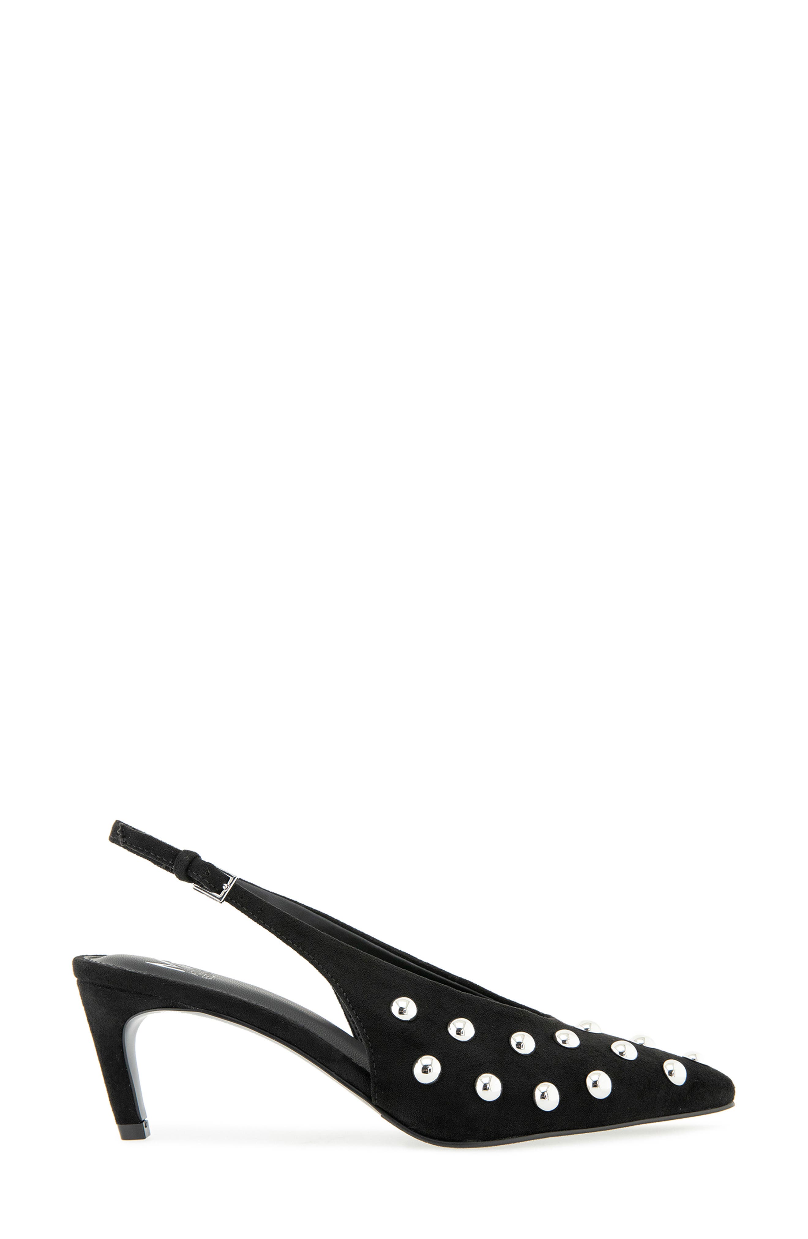 Leena Studded Slingback Pump, Alternate, color, BLACK FAUX SUEDE