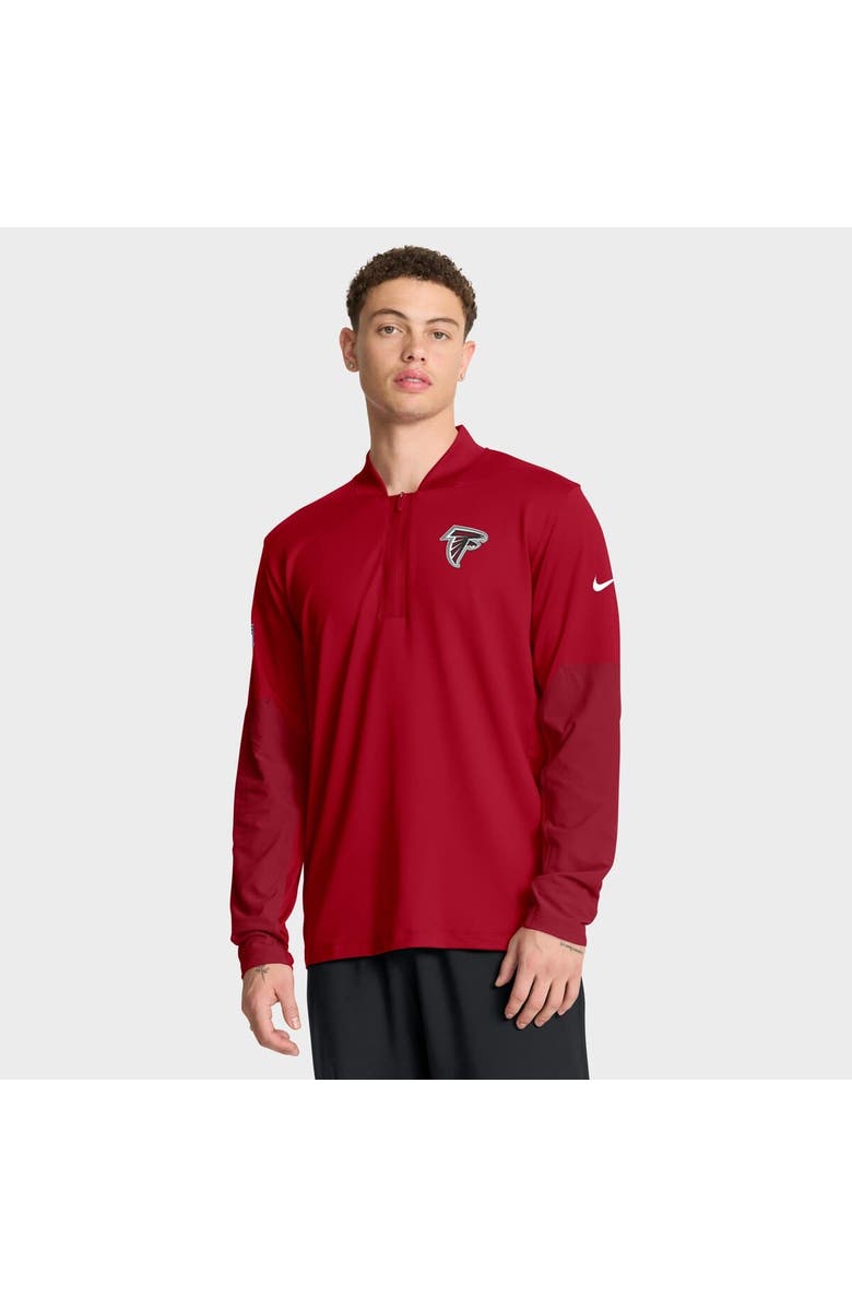 Nike Men's Nike Red Atlanta Falcons Sideline Dri-FIT Half-Zip Pullover, Main, color, Red