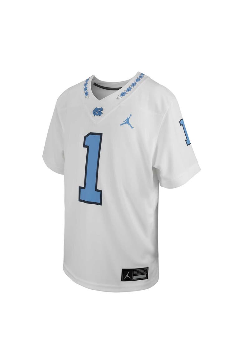 Youth Jordan Brand #1 White North Carolina Tar Heels Untouchable Replica Game Jersey, Alternate, color, White