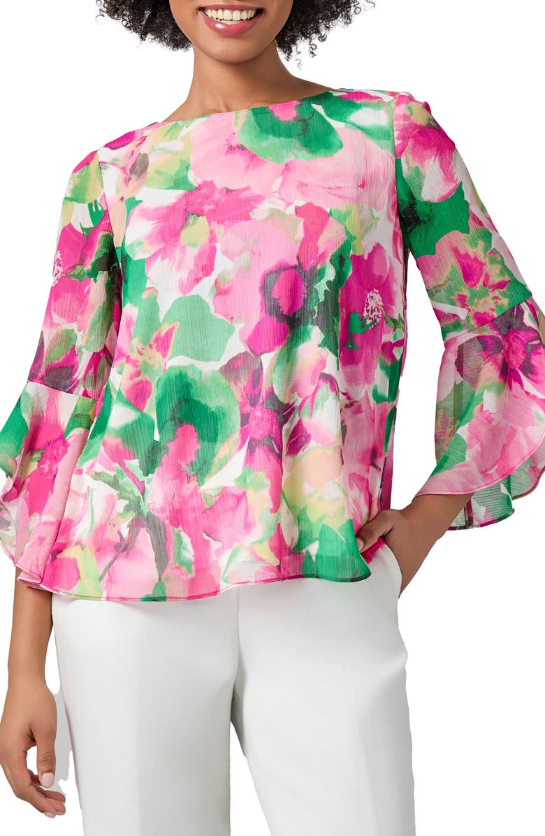 KASPER Ruffle Sleeve Top, Main, color, 