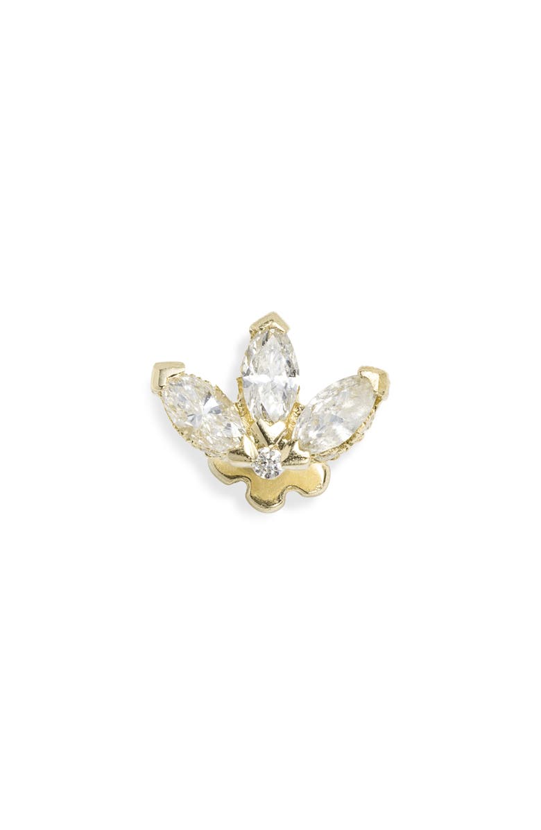 MARIA TASH Engraved Diamond Lotus Stud Earring, Main, color, Yellow Gold