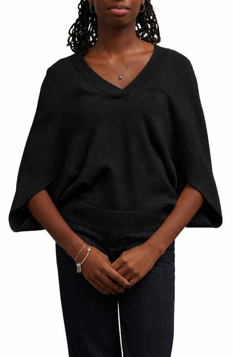 V-Neck Cape Sweater