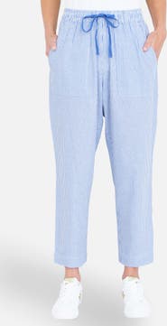 Yumi Cotton Stripe Cropped Trousers