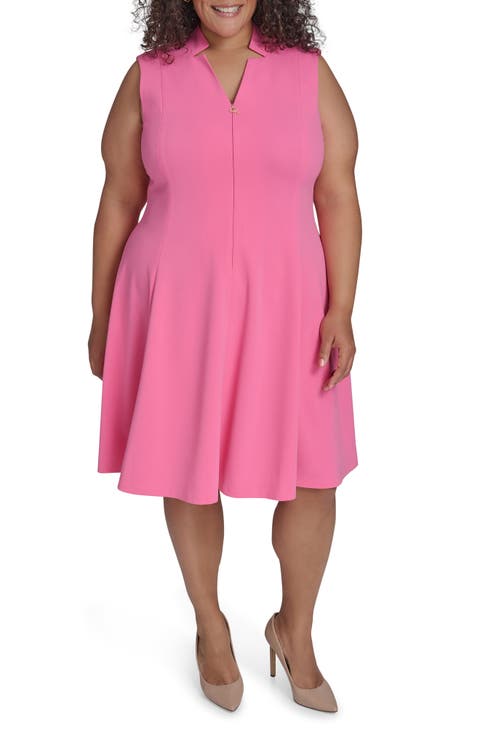 Logo Zip Scuba Crepe Dress (Plus)