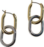 Nickel & Suede Mixed Metal Chain Link Hoop Earrings