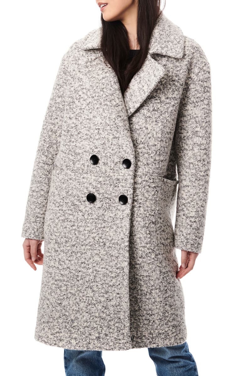 Bernardo Double Breasted Bouclé Coat, Main, color, 