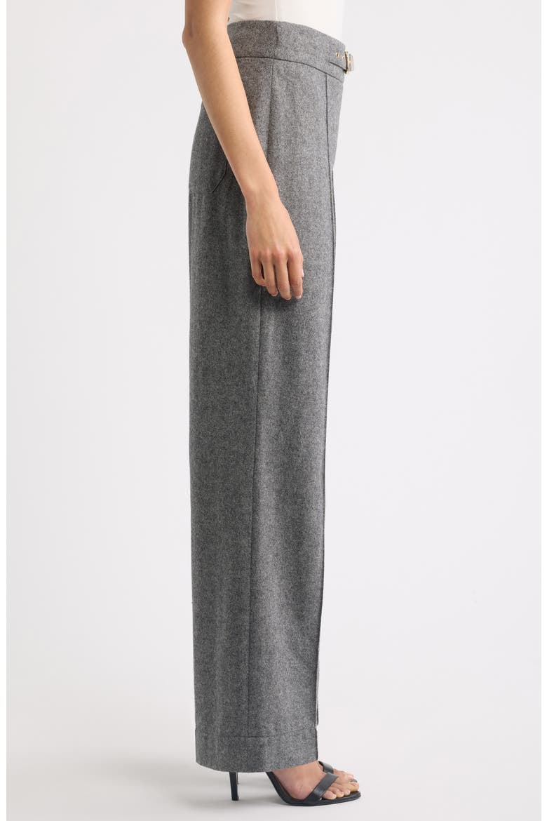 The Brenda Belt Detail High Waist Wide Leg Pants, Alternate, color, HEATHER GREY/ BLACK