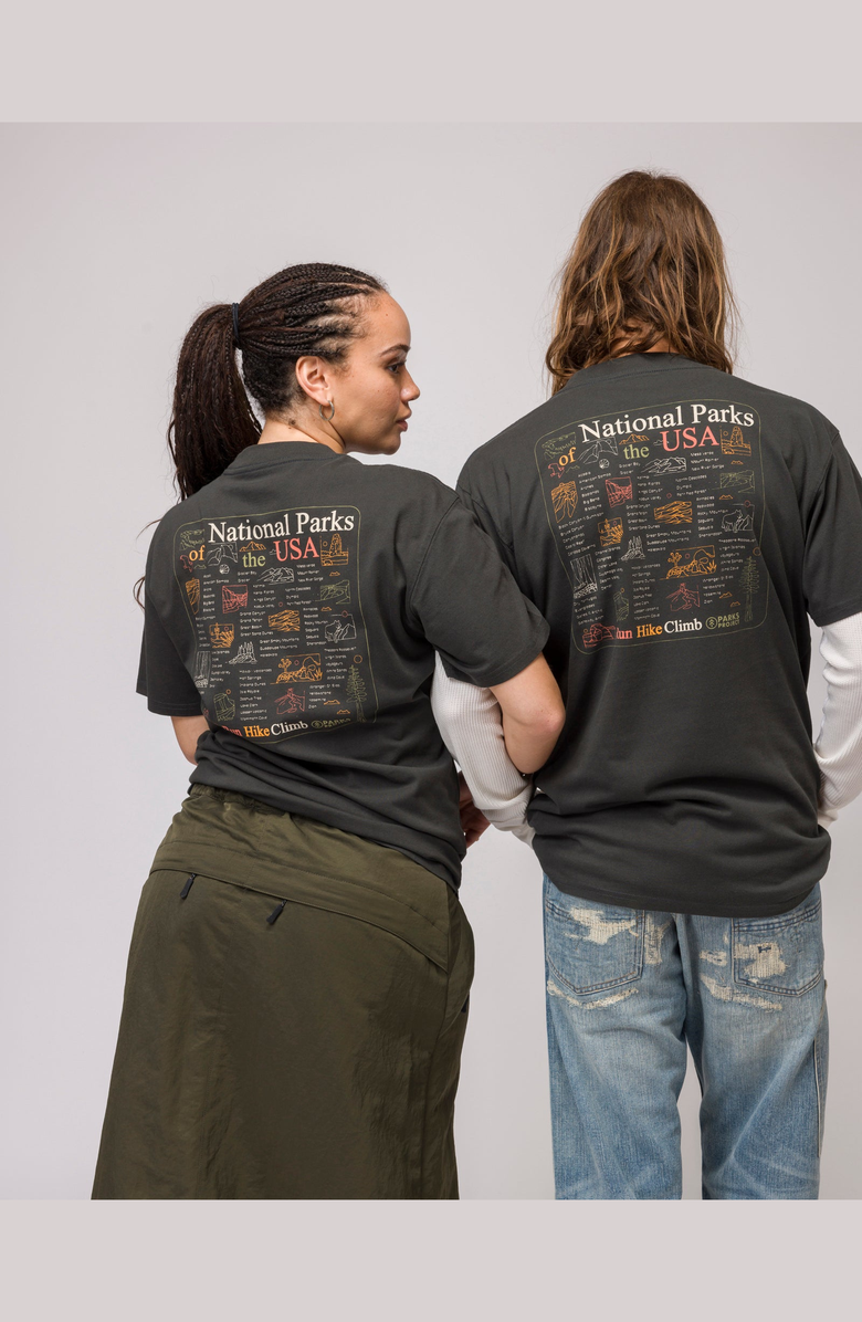 Parks Project National Parks Outline Checklist Tee, Alternate, color, Vintage Black