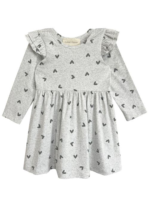 Mabel + Honey Kids'  Heartfelt Dress In Gray
