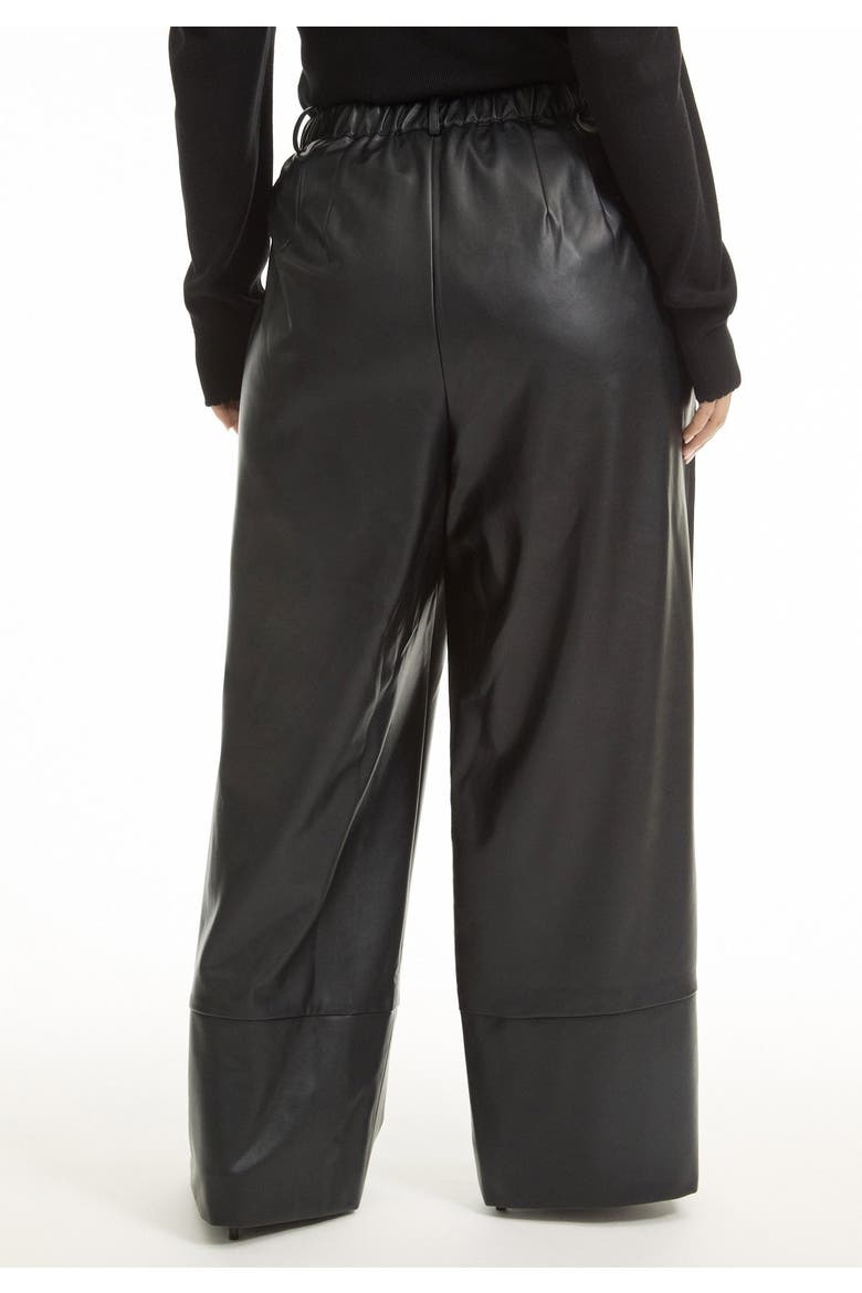 Cuffed Faux Leather Pants, Alternate, color, BLACK ONYX