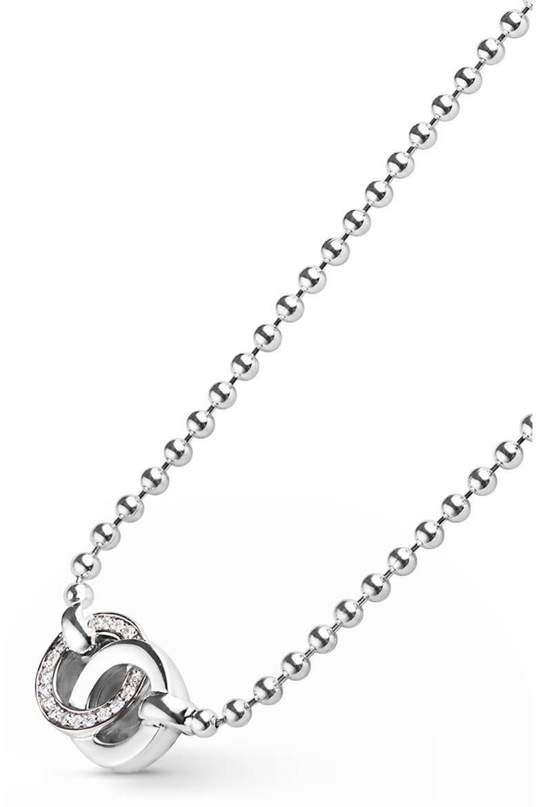 Signature Caviar Interlocking Diamond Link Pendant Necklace, Alternate, color, SILVER