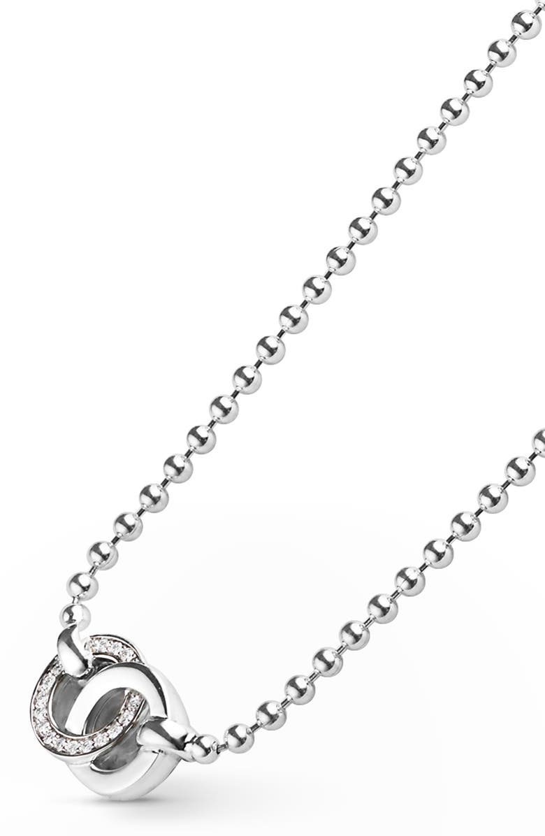 LAGOS Signature Caviar Interlocking Diamond Link Pendant Necklace, Alternate, color, Silver